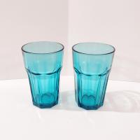 Vintage Ikea Pokal Teal Blue 14 Ounce Glasses Tumblers, Set of Two