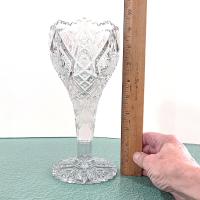Vintage Imperial NuCut 404 Thunderbolt Nine Inch Clear Glass Bouquet Vase, Imperial Glass Collectors Crystal Series Vase