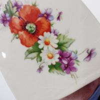 Vintage Ceramic Iron Shaped Floral Pocket Vase, Hand-Painted Bud Vase
