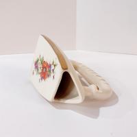 Vintage Ceramic Iron Shaped Floral Pocket Vase, Hand-Painted Bud Vase
