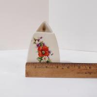 Vintage Ceramic Iron Shaped Floral Pocket Vase, Hand-Painted Bud Vase