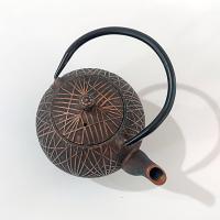 Vintage Tetsubin Cast Iron 4 Cup Brown and Gold Round Teapot