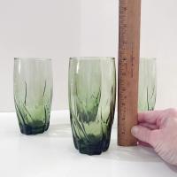 Vintage Anchor Hocking Central Park Ivy Green Iced Tea Glasses, Set of Four