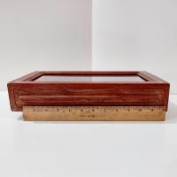 Vintage Hand Crafted Wooden Jewelry or Collection Display Box with Drawer Tray and Glass Top Window, Collectors Display Case