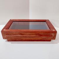 Vintage Hand Crafted Wooden Jewelry or Collection Display Box with Drawer Tray and Glass Top Window, Collectors Display Case