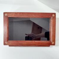 Vintage Hand Crafted Wooden Jewelry or Collection Display Box with Drawer Tray and Glass Top Window, Collectors Display Case