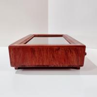 Vintage Hand Crafted Wooden Jewelry or Collection Display Box with Drawer Tray and Glass Top Window, Collectors Display Case