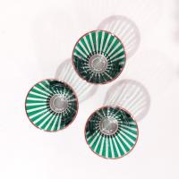 Vintage Jeanette Glass Carousel Emerald Green Striped Small Cocktail Shot Glasses, Set of Three, Art Deco Barware