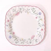 Vintage Johnson Brothers Summer Chintz Square Salad Appetizer Dessert Plates, Set of Two, Floral English China