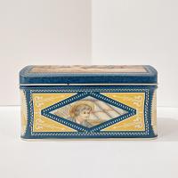 Vintage J & P Coats Thread Hinged Lid Tin Box, Decorative Metal Storage Container