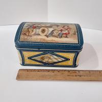 Vintage J & P Coats Thread Hinged Lid Tin Box, Decorative Metal Storage Container