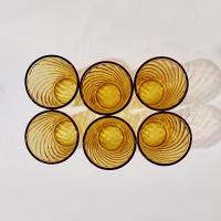 Vintage Amber Swirl Juice Glasses, Set of Six, 6 Ounce Drinking Glasses