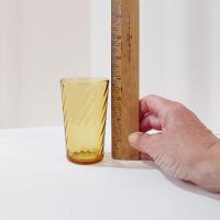 Vintage Amber Swirl Juice Glasses, Set of Six, 6 Ounce Drinking Glasses