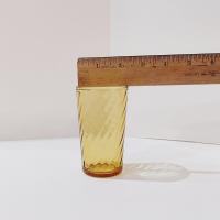 Vintage Amber Swirl Juice Glasses, Set of Six, 6 Ounce Drinking Glasses