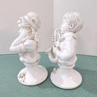 Vintage Vaugh Kendrick Music to My Ears Statue Set of 2, Saxophone Player and Girl Holding Ears Figurines