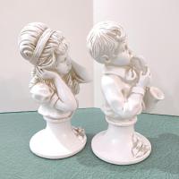 Vintage Vaugh Kendrick Music to My Ears Statue Set of 2, Saxophone Player and Girl Holding Ears Figurines