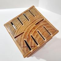 Vintage Wooden Rectangular Tall 10 Slot Knife Block, Knife Holder Storage