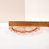 Vintage Anchor Hocking Old Colony Lace Edge Pink Glass Luncheon Plate, 1930's Pink Depression Glass Open Lace