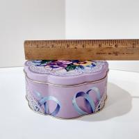 Vintage Flower Shaped Purple Lace Metal Tin Storage Container