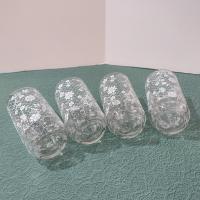 Vintage Libbey White Floral Lattice 12 Ounce Drinking Glasses Tumblers, Set of Four