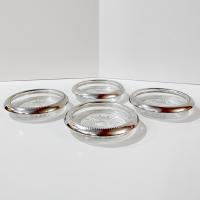 Vintage Leonard Silver Plated and Glass Coasters, Set of Four