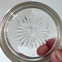 Vintage Leonard Silver Plated and Glass Coasters, Set of Four