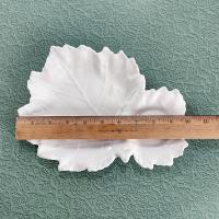 Set of 3 Vintage White Ceramic Leaf Shaped Snack Trays with Drink Holders, Leaf Appetizer Plates