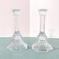 Vintage Crystal Candlestick Holders, Set of 2, Anchor Hocking Legacy Candle Stick Holders