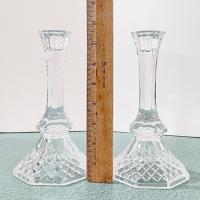 Vintage Crystal Candlestick Holders, Set of 2, Anchor Hocking Legacy Candle Stick Holders