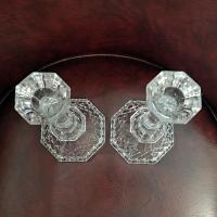 Vintage Crystal Candlestick Holders, Set of 2, Anchor Hocking Legacy Candle Stick Holders