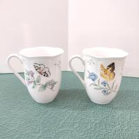 Vintage Lenox Butterfly Mugs, Set of Two, Monarch and Eastern Tailed Blue Butterfly Designs