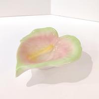 Porcelain Leaf Green and Pink Bowl, Hawaiian Ceramic Trinket / Candy / Soap Dish