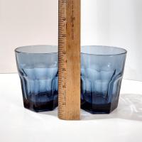 Vintage Libbey Gibraltar Dusky Blue Lowball Whisky Rocks Glasses, Set of Two