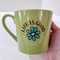 Vintage Life is Good Have a Nice Daisy Ceramic Coffee Tea Mug, Do What You Like Like What You Do, Large Oversized Mug