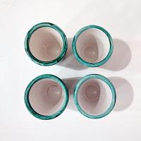 Vintage Limoncello Ceramic Shot Glasses Cups, Set of 4, Lemon Design Yellow and Green Barware
