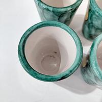 Vintage Limoncello Ceramic Shot Glasses Cups, Set of 4, Lemon Design Yellow and Green Barware