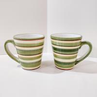Vintage Dansk Lime Twist Coffee Tea Ceramic Mugs, Set of Two