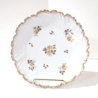 Antique Limoges France Yellow Roses Floral Scalloped 8 1/2" Porcelain Plate