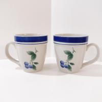 Vintage LL Bean Blueberry Coffee Tea Mugs, Set of Two