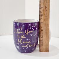 Vintage I Love You To The Moon and Back Ceramic Mug, Cracker Barrel Purple Moon and Stars Mug