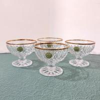 Vintage Cristal D'Arques Longchamp Gold Lead Crystal Footed Dessert Coupes, Set of 4