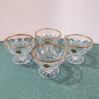 Vintage Cristal D'Arques Longchamp Gold Lead Crystal Footed Dessert Coupes, Set of 4