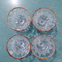 Vintage Cristal D'Arques Longchamp Gold Lead Crystal Footed Dessert Coupes, Set of 4