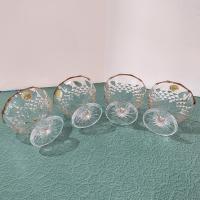 Vintage Cristal D'Arques Longchamp Gold Lead Crystal Footed Dessert Coupes, Set of 4