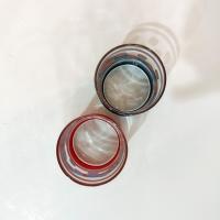 Vintage Blue and Red Gold Rimmed Lowball Glasses, Set of Two