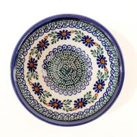 Vintage Polish Pottery Floral Geometric Hand Painted Bowl, Ceramic Soup Candy Nut Serving Bowl