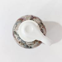 Vintage Ceramic Soap Lotion Dispenser, Green and Maroon Lucaks Pottery Sodus Point New York