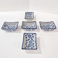 Vintage Korean Ma-Gal Blue Floral Sauce Condiment Bowls with Original Box, Set of 5, Ingredient Spice Bowls