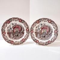Vintage Johnson Brothers His Majesty Turkey Dinner Plates, Set of Two, England 1883 Backstamp