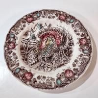 Vintage Johnson Brothers His Majesty Turkey Dinner Plates, Set of Two, England 1883 Backstamp